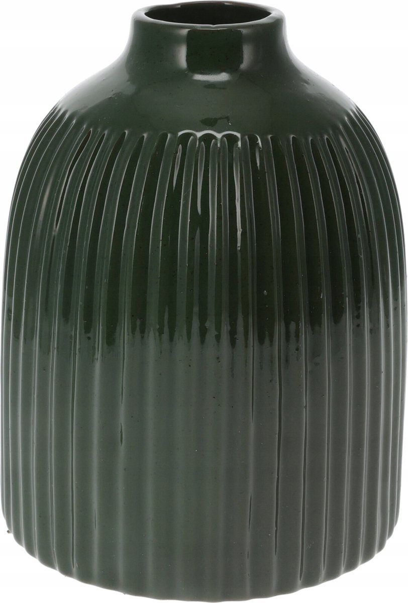 Koopman Serie - Decoratieve Porseleinen Vaas - 16cm - Beigegroen - Elegant en Subtiel
