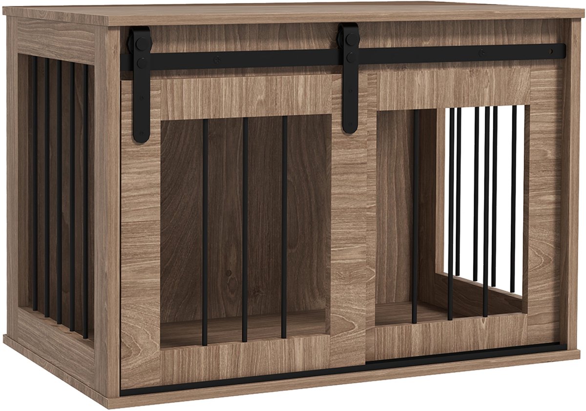 PawHut-Hondenkooi-Spaanplaat-80x54x57cm-Bruin