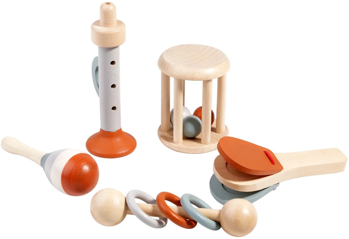 IntelliKids – Houten Muziekinstrumenten Set voor Kinderen | 5-delige Montessori Muziekset | Educatief Houten Speelgoed | Muziekspeelgoed Peuters & Kleuters — afbeelding 3
