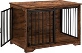 Hondenkooimeubel, Hondenbench, 2 deuren, Modern hondenhok voor binnen voor kleine/middelgrote/grote honden tot 100 kg, Bijzettafel, Hondenkooi voor thuis 60 x 100 x 68 cm, Vintage Bruin