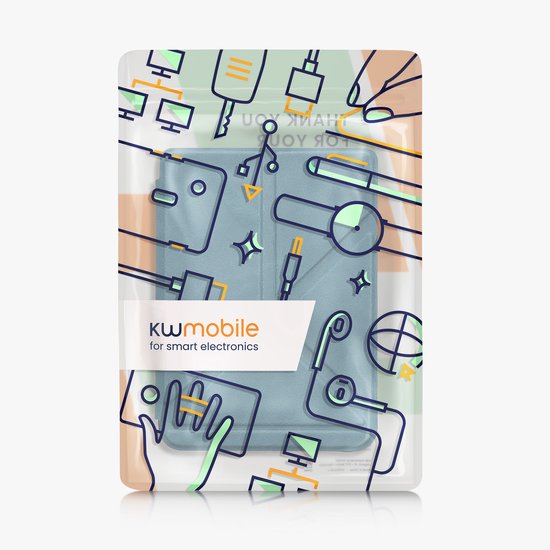 kwmobile e-reader hoesje geschikt voor Kobo Clara 2E hoes - Ereader flip case met standaard - E reader cover van kunstleer - In petrol van Merkloos — afbeelding 2