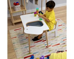 City of Wood - Moderne houten kinderbureau met opbergmand – Perfect om te leren en te spelen
