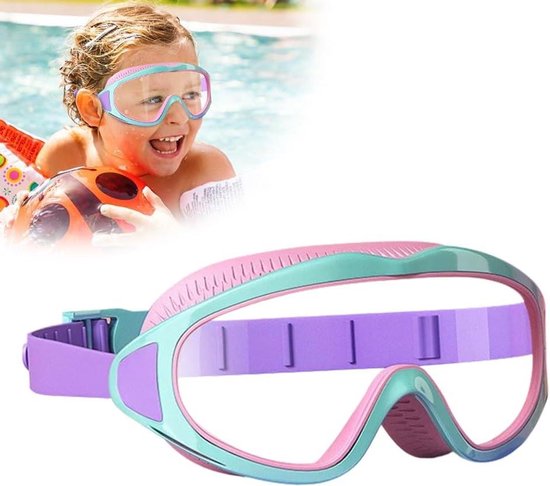 Lunettes de natation pour enfants de 4 à 12 ans - Antibuée, étanches, avec un large champ de vision, protection UV, réglables et confortables