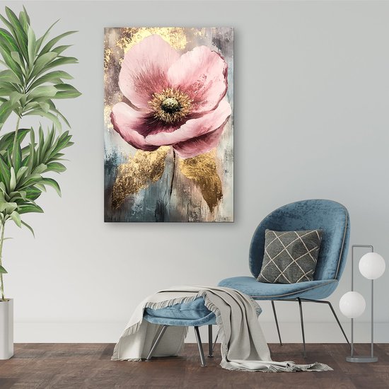 Elegant abstract bloemen schilderij - Bloem schilderij op glas - Schilderij natuur - Art Nouveau - Plexiglas schilderij - Woonkamer accessoires - Glasschilderij 30x45 cm