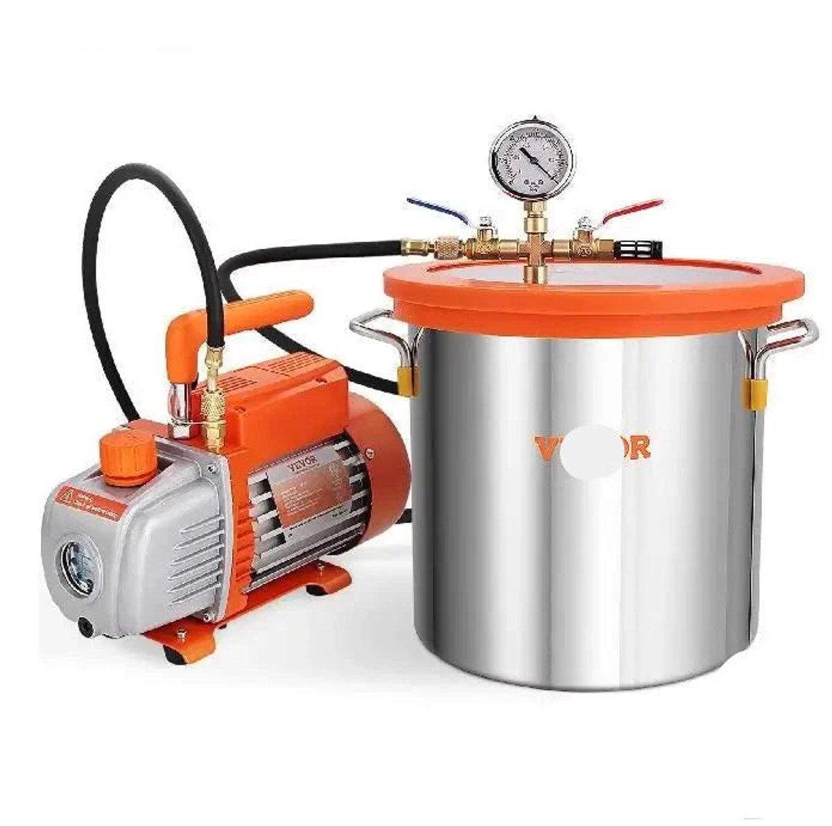 Vacuümpomp - Koelmiddel vacuümpomp - Koelgereedschap - HVAC-koeling - 5 gallon - Vacuümkamer - 3,5 CFM - Oranje