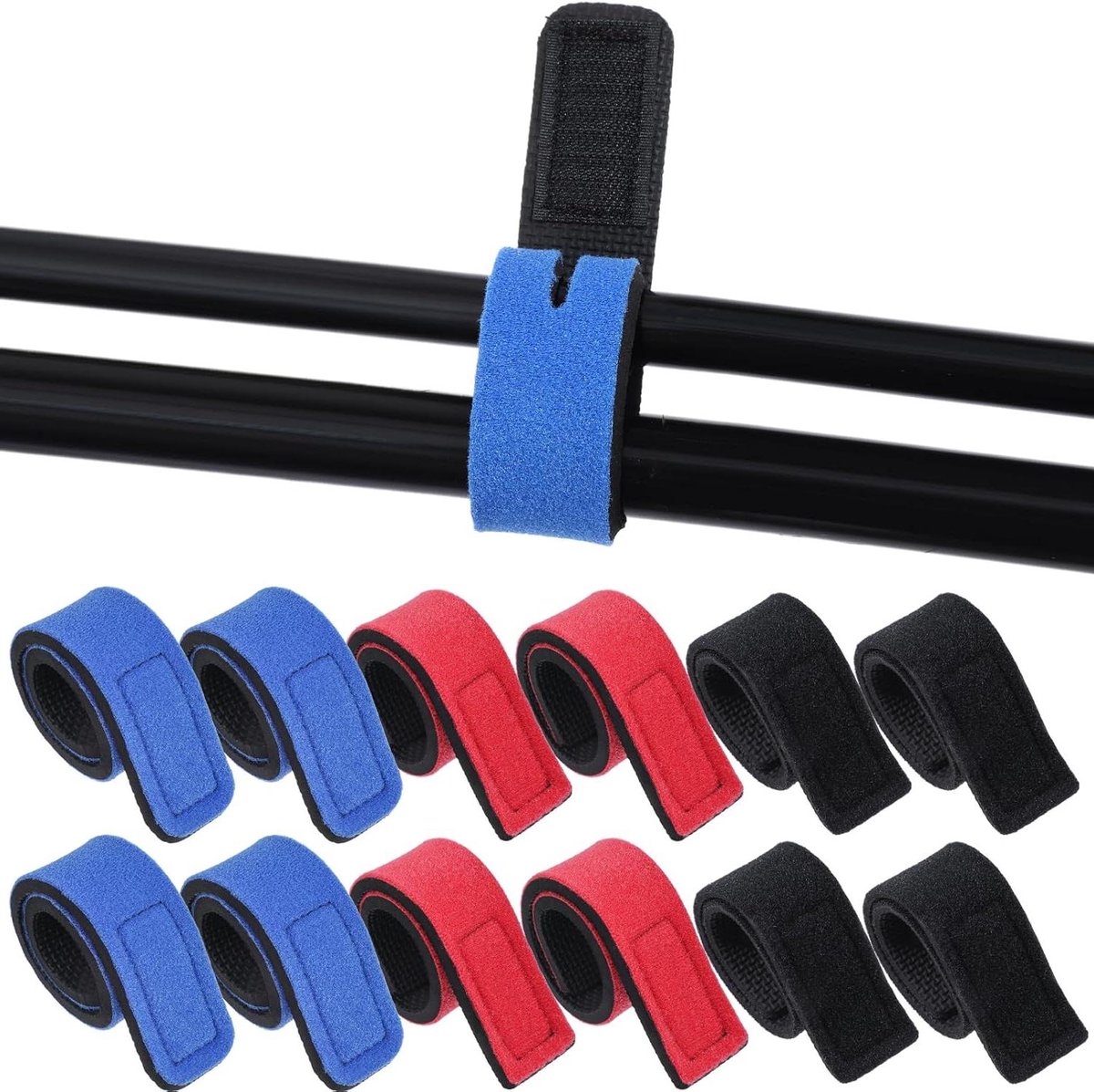 Allecto Plus - Elastische hengelriem voor giethengels en vlieghengels - 12 stuks - Zwart