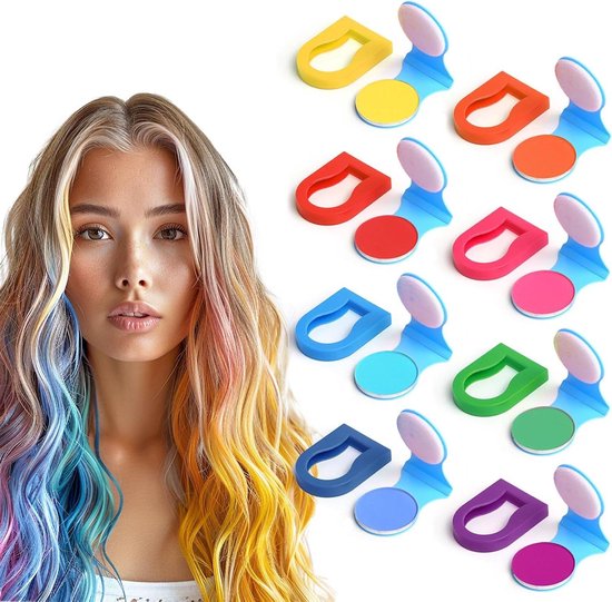 Teinture capillaire temporaire à la craie pour cheveux - 8 couleurs - pour filles, enfants et adultes - maquillage capillaire lavable pour fêtes, événements et fêtes.