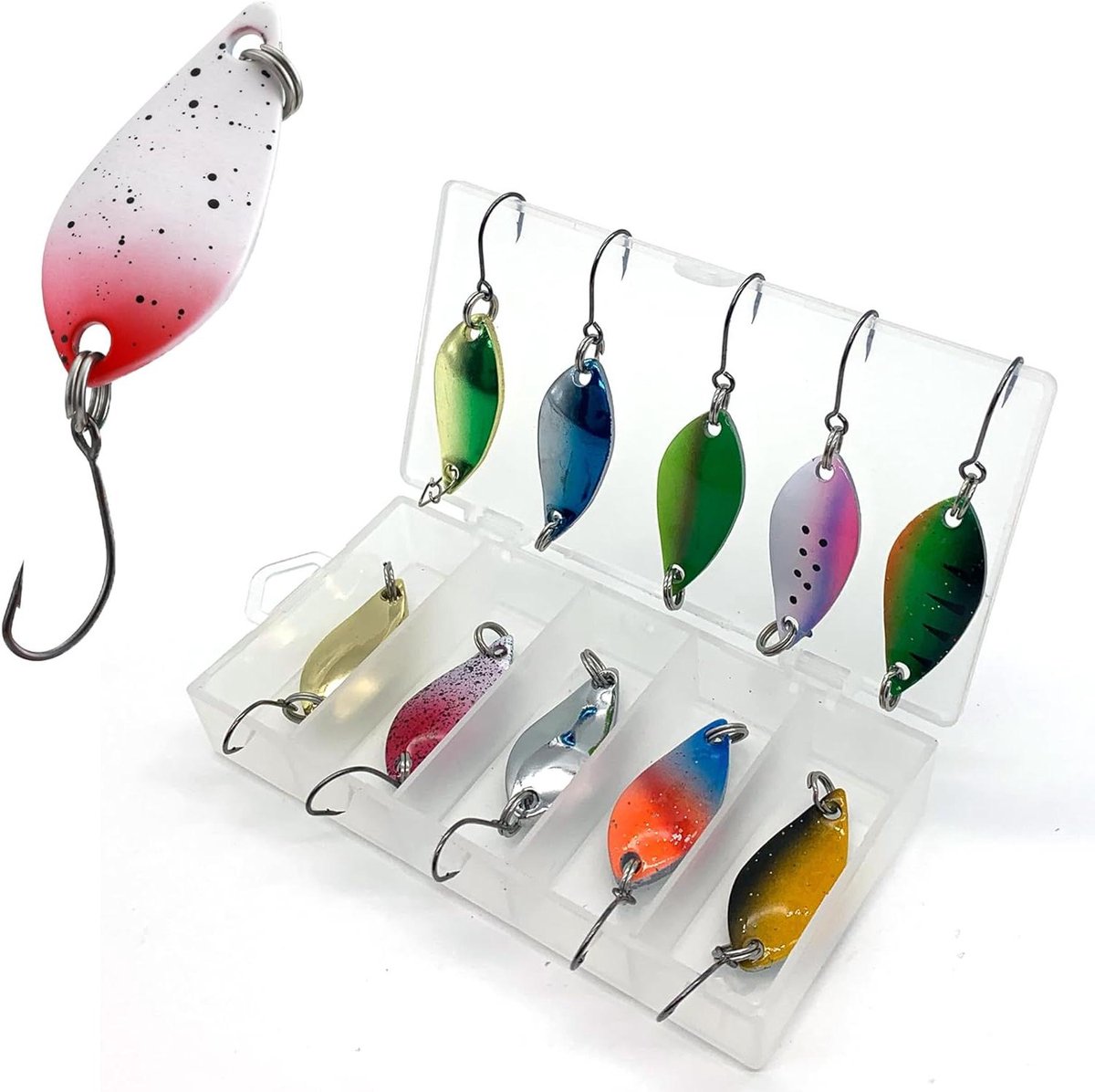 Inovra Plus - Vissersspinner aas set voor snoek en forel, 10 stuks met 3 gewichten (25 g/35 g/50 g) - Realistisch en effectief.
