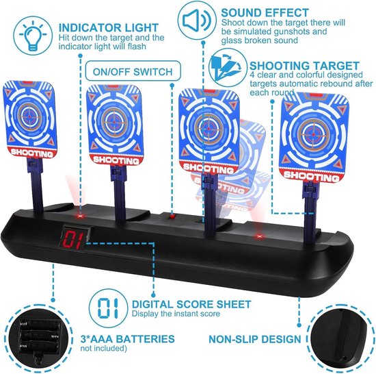 Allecto Plus - Elektronisch Schietspel met 4 Digitale Auto Reset Doelen en Foam Darts - Leuk Cadeau voor Jongens en Meisjes 6-10 Jaar - Schietschijf voor Verjaardag & Kerstmis van Allecto Plus — afbeelding 4