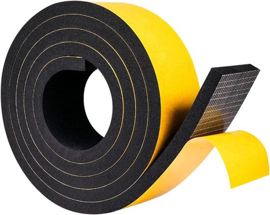 Afdichtingstape, zelfklevend, voor deuren en ramen, 6 mm (B) x 6 mm (D)/10 m (L), schuimtape, rubberen afdichting tegen koude tocht, anti-botsing, geluiddicht, waterdicht, stofdicht, zwart