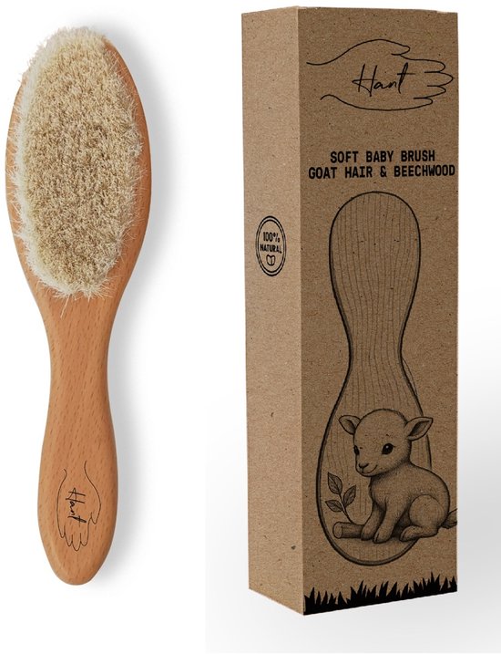MAIN | Brosse à cheveux Bébé douce | Poils de chèvre 100 % naturels et bois de hêtre | Hypoallergénique