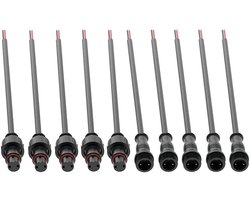 5 Paar Waterdichte Elektrische Draden met 2-pins LED-Aansluiting en Verlengkabel - IP65 Waterdicht - 18 AWG - 20 cm - Voor LED Stripverlichting.