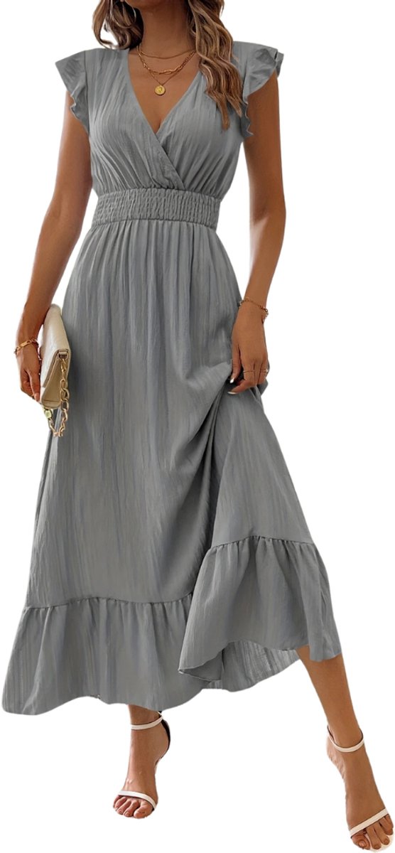Bovista Zomerjurk Dames Zomerjurken Volwassen Jurk Ibiza Stijl Sundress Grijs