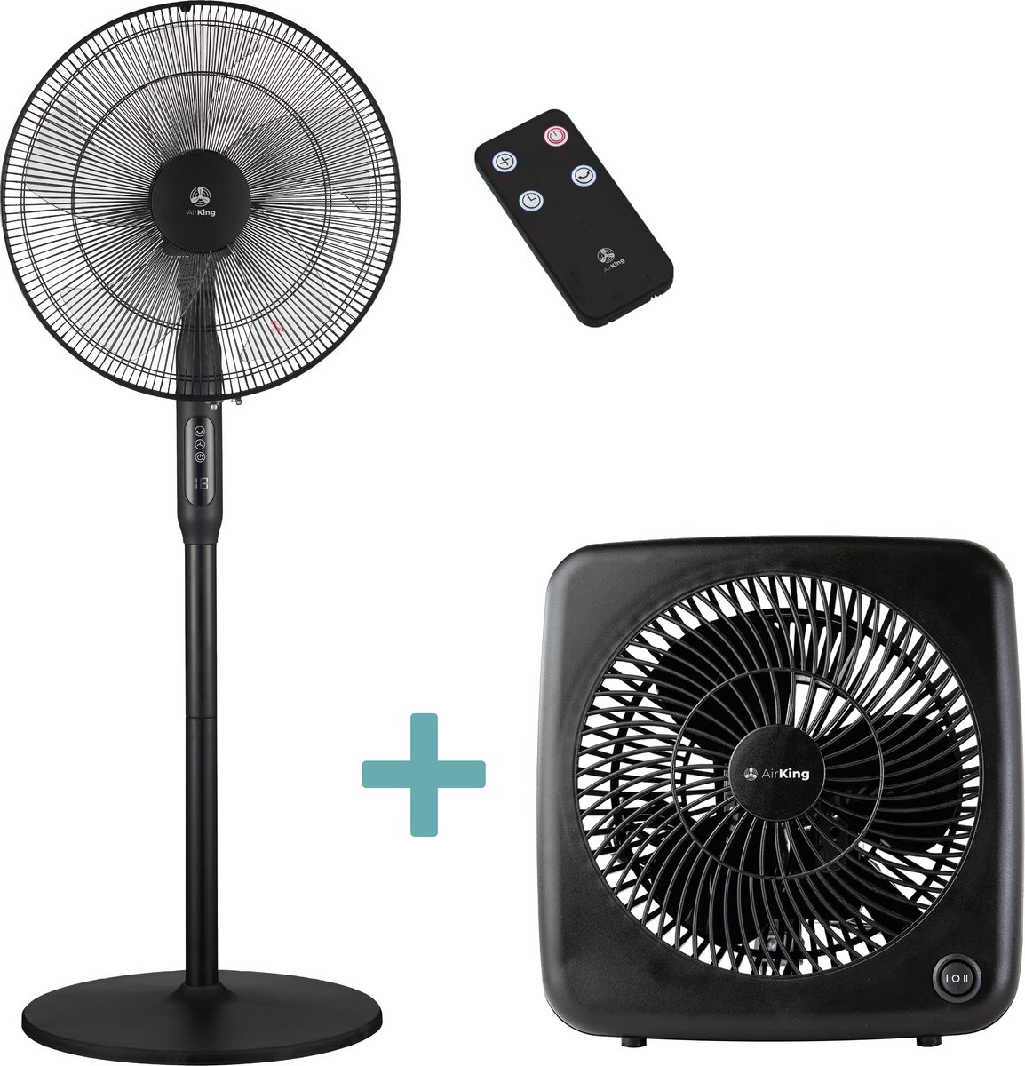 AirKing combideal - Statiefventilator - 3 Standen AKSF3IN1BK + AirKing - Tafelventilator - Zwart