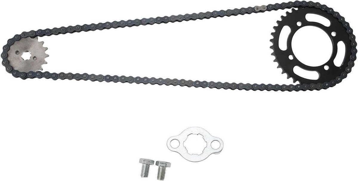 Allecto Plus - Universele Tandwielketting Vervanging voor Motorcross ATV - Duurzaam staal - 420 Ketting 155 Mm 37T Achtertandwiel 420 17T - Voortandwiel Tandwielset - Hoge kwaliteit en geschikt voor GO KART.