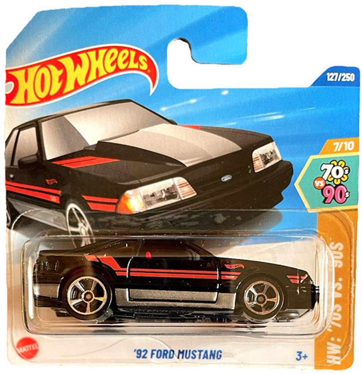 HOT WHEELS '92 FORD MUSTANG BLACK RED 127/250 1:64 HW '70 VS '90S