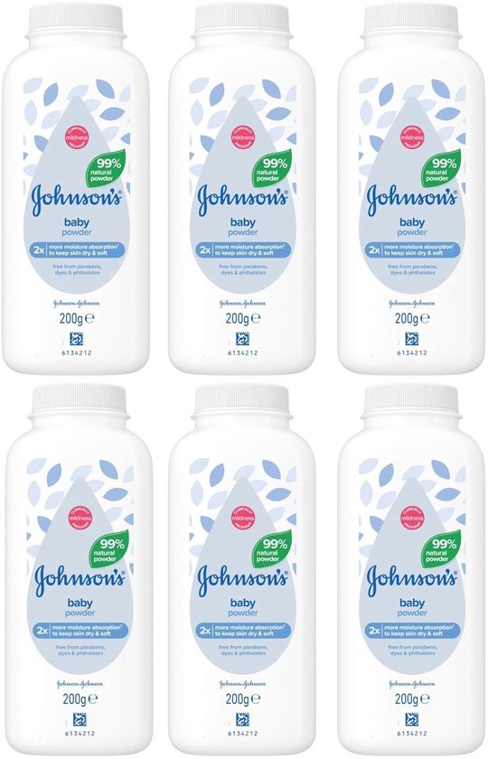 Poudre pour bébé Johnsons - Talc - 6 x 200 g - Paquet économique