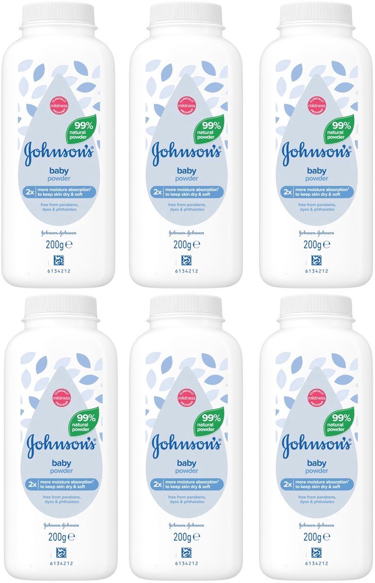 Johnsons Babypoeder - Talkpoeder - 6 x 200 g - voordeelverpakking