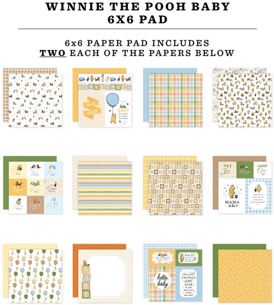 Echo Park - Bloc de papier Winnie l' Bébé 6 x 6 pouces (WPB442023)