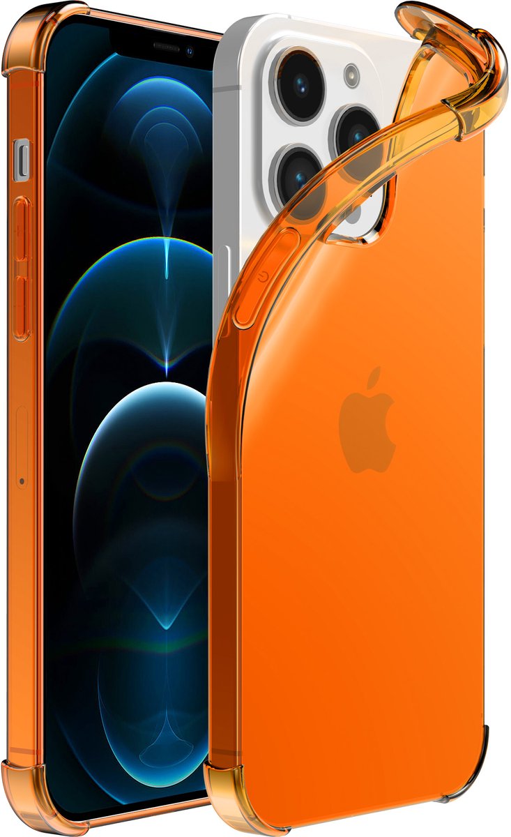 Smartphonica iPhone 12 Pro Max transparant siliconen hoesje - Oranje geschikt voor iPhone 12 Pro Max