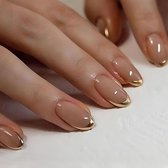 Allecto Plus - Ongles à coller French Tip - 24 pièces - Ongles artificiels de longueur moyenne pour manucure à domicile - Forme élégante en amande - Ongles autocollants