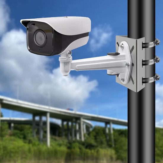 Universele verticale paalmontage beveiligingscamerabeugel - 3 gespen roestvrijstalen hoekmontagebeugel - paalmontage geschikt voor CCTV-camera's (100 mm) van Merkloos — afbeelding 4