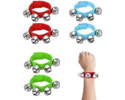 foto van 6 Stuks Handbellen - Enkel & Armband Bellen Set - Belletjesband - Percussie Speelgoed - Polsband Met 4 Bellen - Schellenbeugel Mini - Muziek Bellen - Muziek Instrument Ritme Armband/Enkel Bellen - Rammelaar Voor Kinderfeest, School En Muziekles