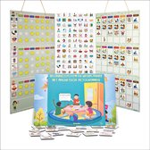 Smarfer - Magnetische pictogrammen - Beloningssysteem en Planbord (2 borden) - 67 x 33,5 cm -Weekplanner kind - gekleurde pictogrammen - dagritme kaarten - autisme planner - magneetjes - whiteboard - beloningskaart - beloningskalender - magneten