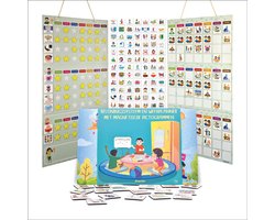 Smarfer - Magnetische pictogrammen - Beloningssysteem en Planbord (2 borden) - 67 x 33,5 cm -Weekplanner kind - gekleurde pictogrammen - dagritme kaarten - autisme planner - magneetjes - whiteboard - beloningskaart - beloningskalender - magneten