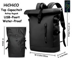 HROIC KNIGHT® Rolltop Rugzak Met Laptopvak 40L voor Dames en Heren - Waterdichte Verstelbare Rugtas - Reistas - Waterbestendig en Duurzaam – Zwart