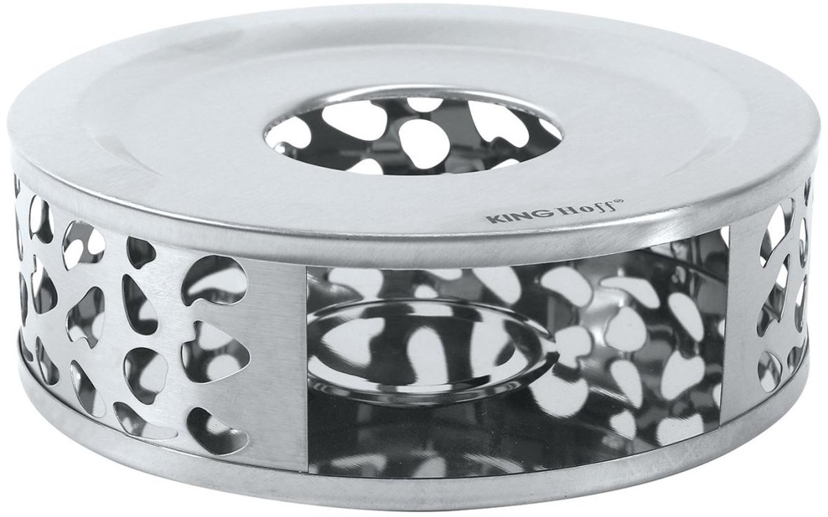 KINGHOFF KH-1898 Theewarmer – RVS, Ø15 cm, Langdurige Warmtebehoud voor Theepotten en Karaffen - Theepot Verwarmer - Waxinelichthouder