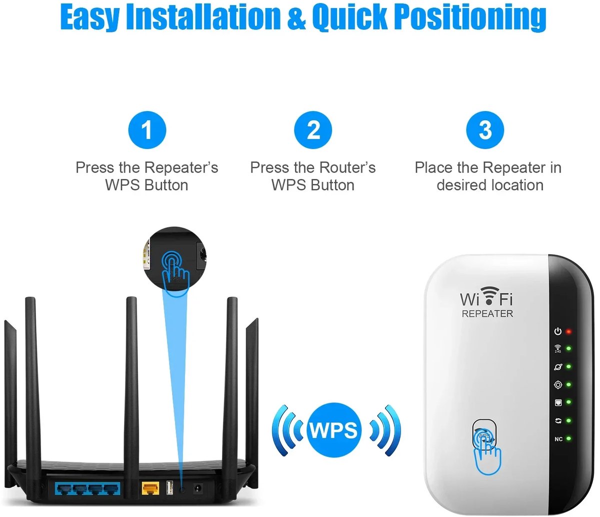 WiFi Extender - WiFi versterker tot 2640 vierkante voet - afbeelding 2