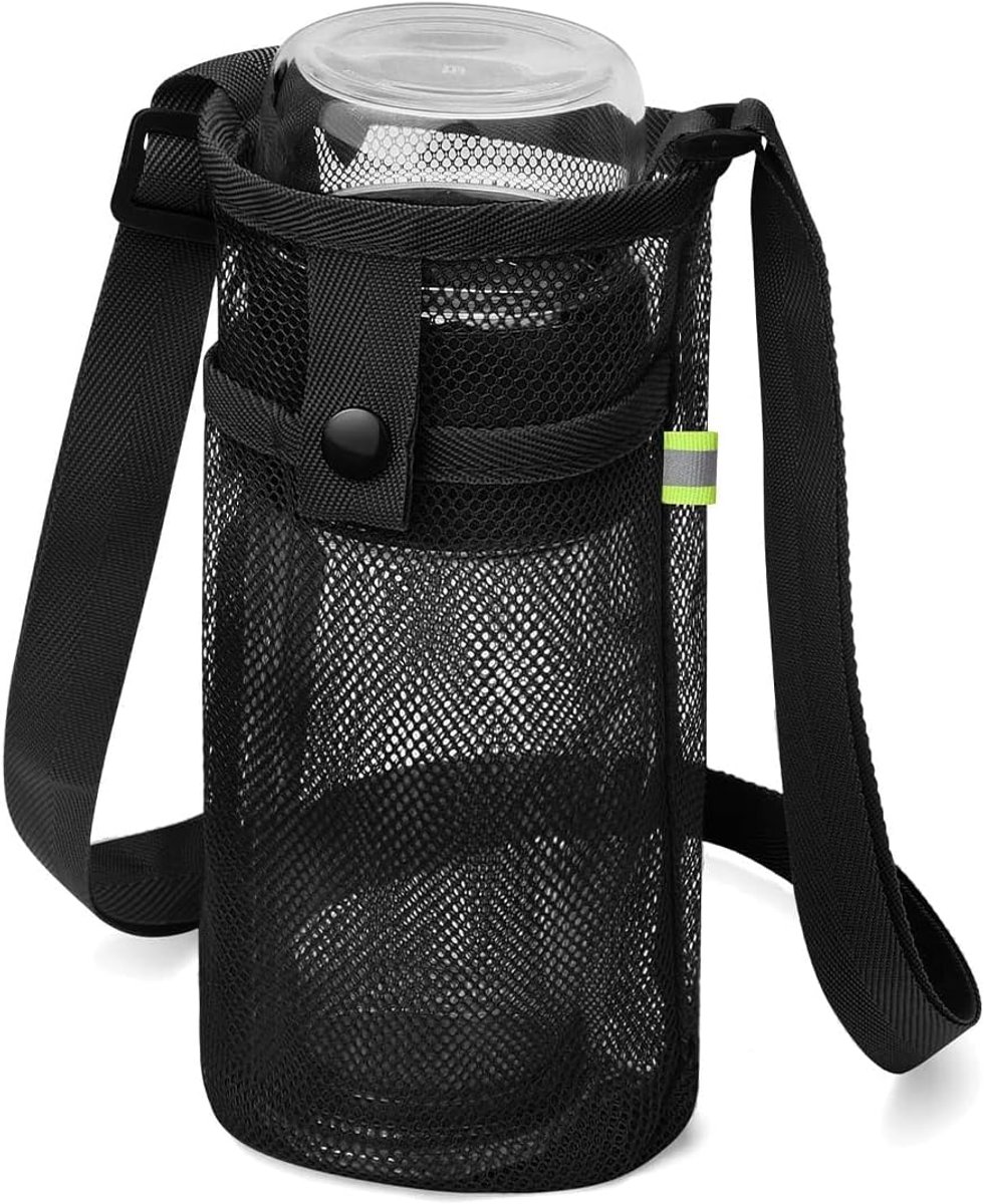 SNQ 1 x waterflessentas, verstelbare riem, perfect voor strand, wandelen, kamperen en outdoorsporten, duurzaam en antislip materiaal, zwart