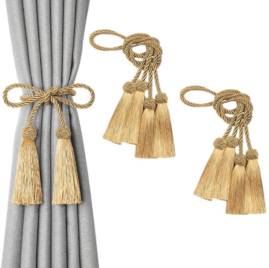 Hion Set van 4 magnetische gordijnhouders - Grijs en blauw - Voor thuis, slaapkamer, kantoor - Dikke of dunne decoratie Hion Set van 4 magnetische gordijnhouders - Grijs en blauw - Voor thuis, slaapkamer, kantoor - Dikke of dunne decoratie