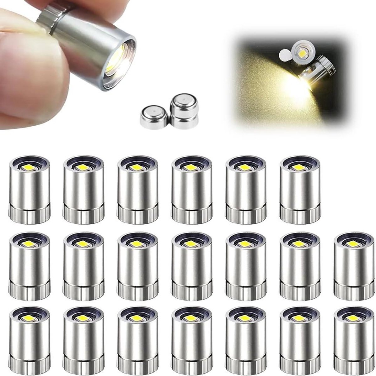 Mini Lumières LED – Lot De 10 Avec Piles De Rechange – 1,5 X 1 Cm – Pour Maison De Poupée, Déco DIY, Fêtes – Blanc