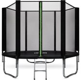 VirtuFit Trampoline met Veiligheidsnet - Zwart - 305 cm - Met Dubbelzijdige Rits - Met Trapje - Water- en UV-bestendig - Kinder Trampoline - Trampoline Rond met Net - Trampolines & Accessoires