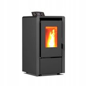 THUNDER® | LEYLA Zwart | Vrijstaande Pelletkachel 6,3 kW | Inclusief Rookpijpen 80mm | Met Thermostaat & Timer | Voor Ruimtes tot 60 m² | Ecologisch & Stijlvol Verwarmen