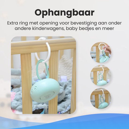 Zevio Go White Noise Machine Baby - Witte Ruis Apparaat - Met Huilsensor - Inclusief Flexibele Ring - Groen — afbeelding 5