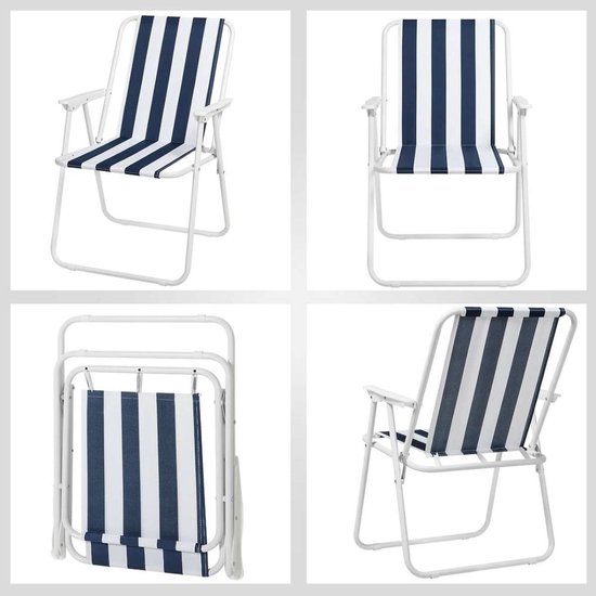 ECD Germany set klapstoelen 2 stuks mat wit metalen frame compact draagbaar weerbestendig