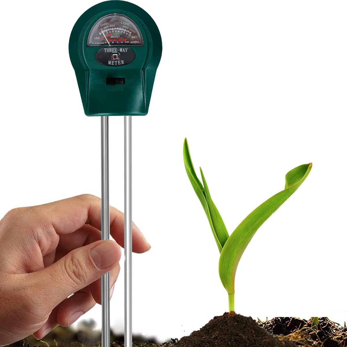 Bodem Ph-Meter - 3-In-1 Bodemvochtmeter - Bodemtester Met Ph-Bodemvocht - Lichtgewicht Plantenbodemtestset Voor Binnen En Buiten - Moestuin - Gazon