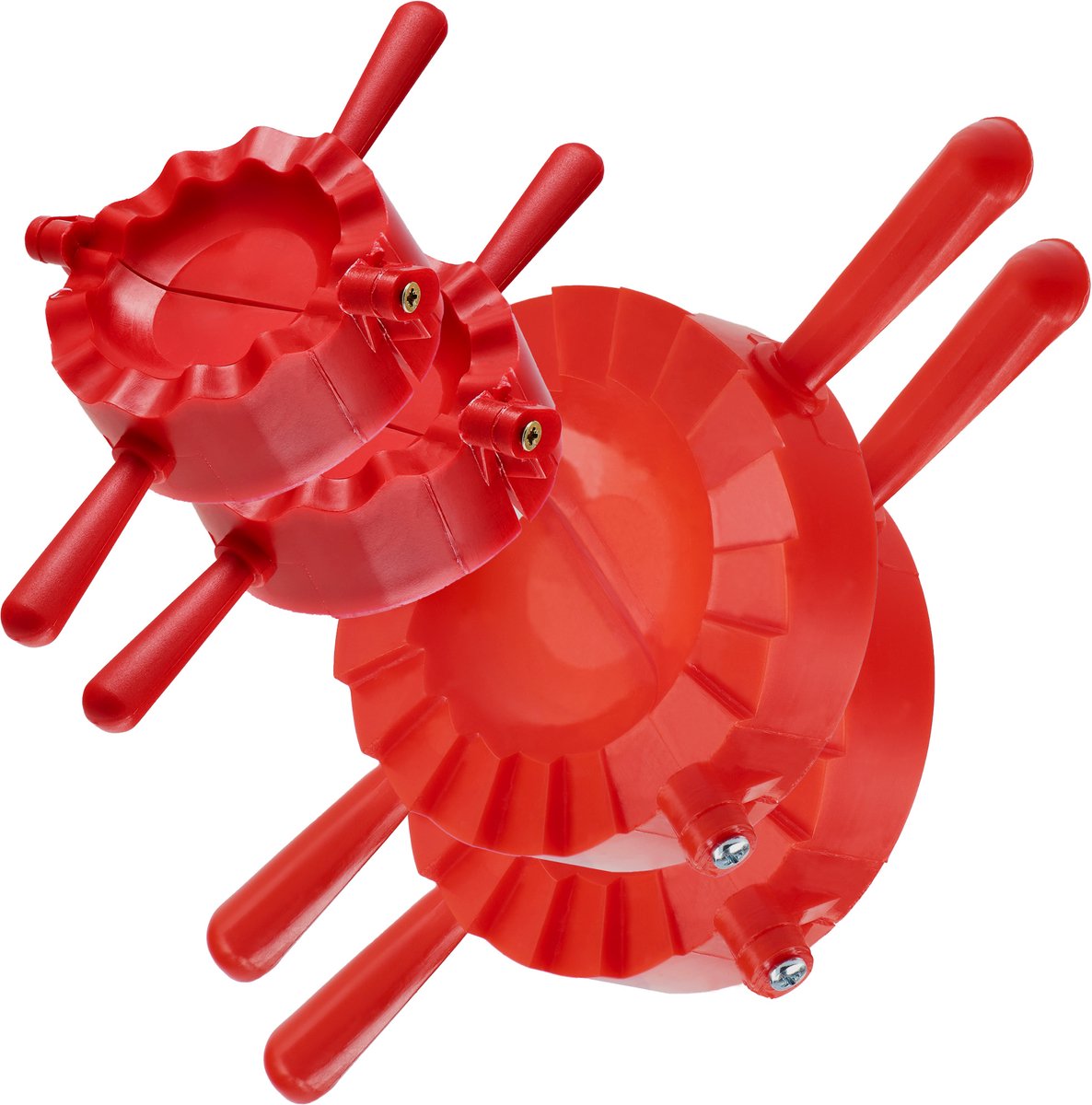 KADAX Deegzakvorm, rood/groene vormen voor deegzakken en ravioli, pierogi-maker, knoedeluitstekers, handmatige deegpers, dumplingmaker machine (rood/2 stuks)