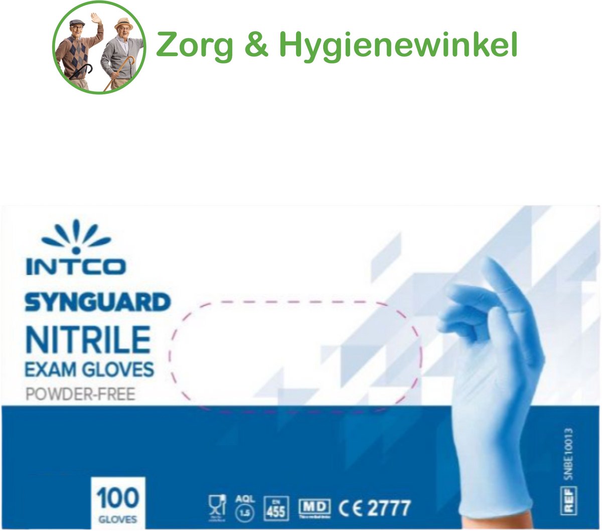 INTCO nitrile handschoenen - Poedervrij - Blauw - Maat XL - 100 stuks
