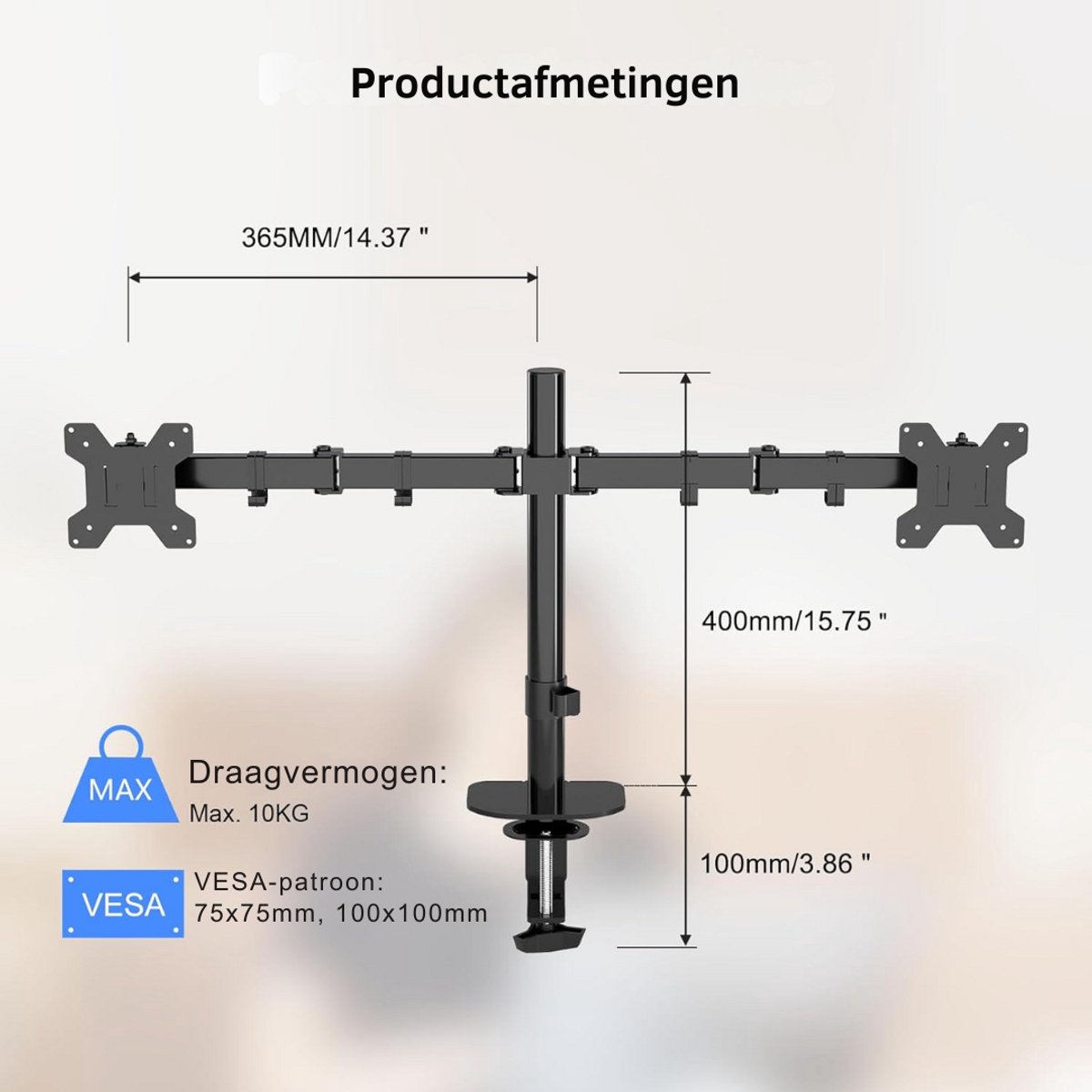 ZRSS® Monitor arm 2 Schermen - Verstelbaar - Beugel twee Schermen