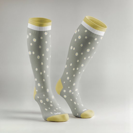 Chaussettes de compression essentielles - Grijs à fleurs - Tailles 42-47