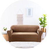 Hilvard - Bankhoes 3 zitsbanken - (185 - 230 cm) - Zand - Velvet - Stretch - Bankbeschermer - Meubelhoes - Tegen beschadigingen en vlekken - Zetelhoes - Zetelovertrek