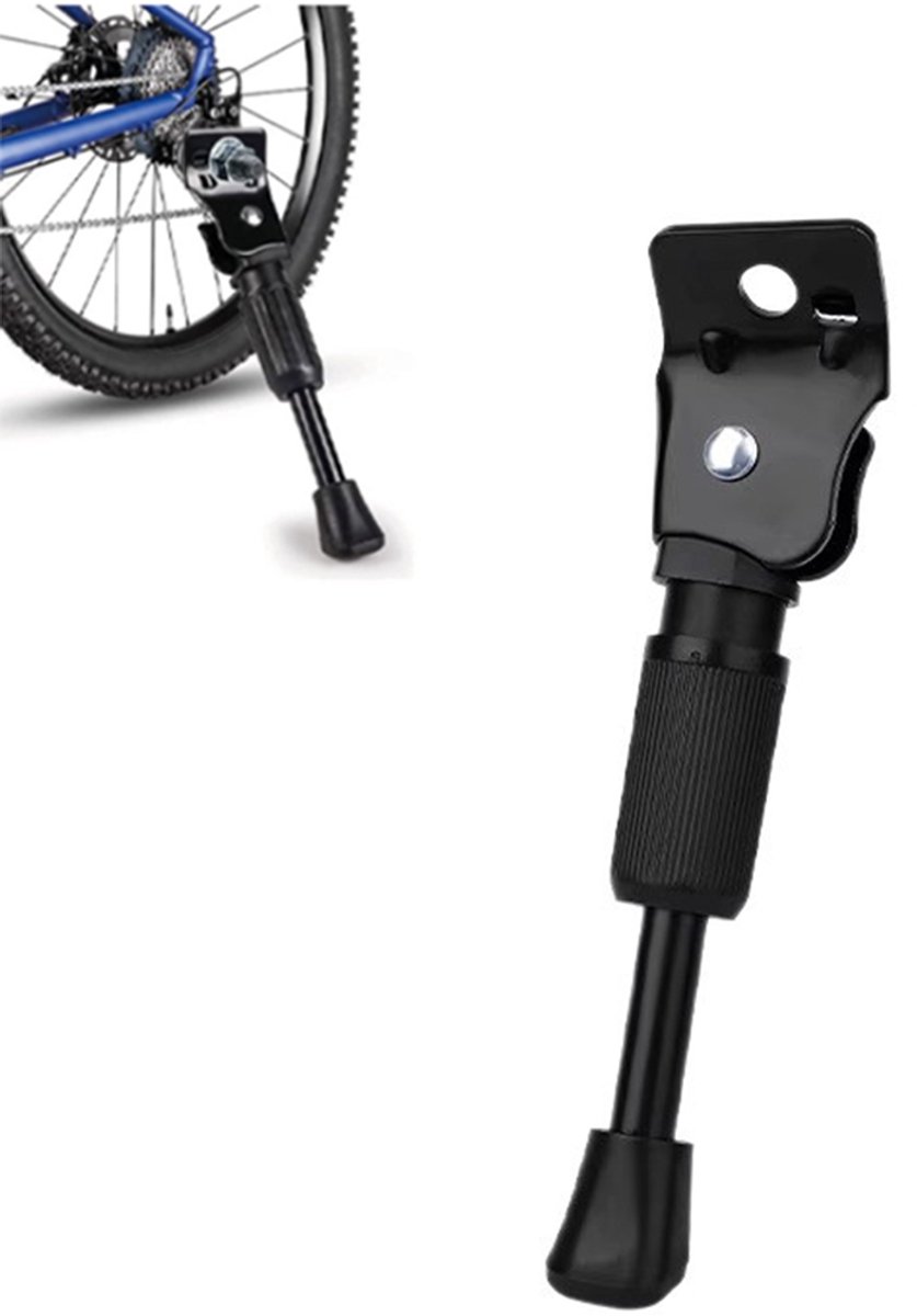 Fietsstandaard - 16 Inch - MTB Fietsstandaard - Fietsstandaards - Universeel Klemsysteem - Fietspoot met Extra Stabiele Voet - Geschikt Voor E-bike, Stadsfiets & Mountainbike - Zijstandaard Fiets - Veilig en Stabiel - Zwart
