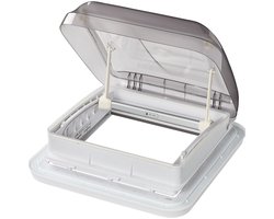 ProPlus Dakluik 40 x 40 cm – Dakraam voor Caravan en Camper, Geschikt voor Dakdikte 28–50 mm – Inclusief Insectenhor, Verduisteringsplissé en Montagemateriaal – Transparant Grijs