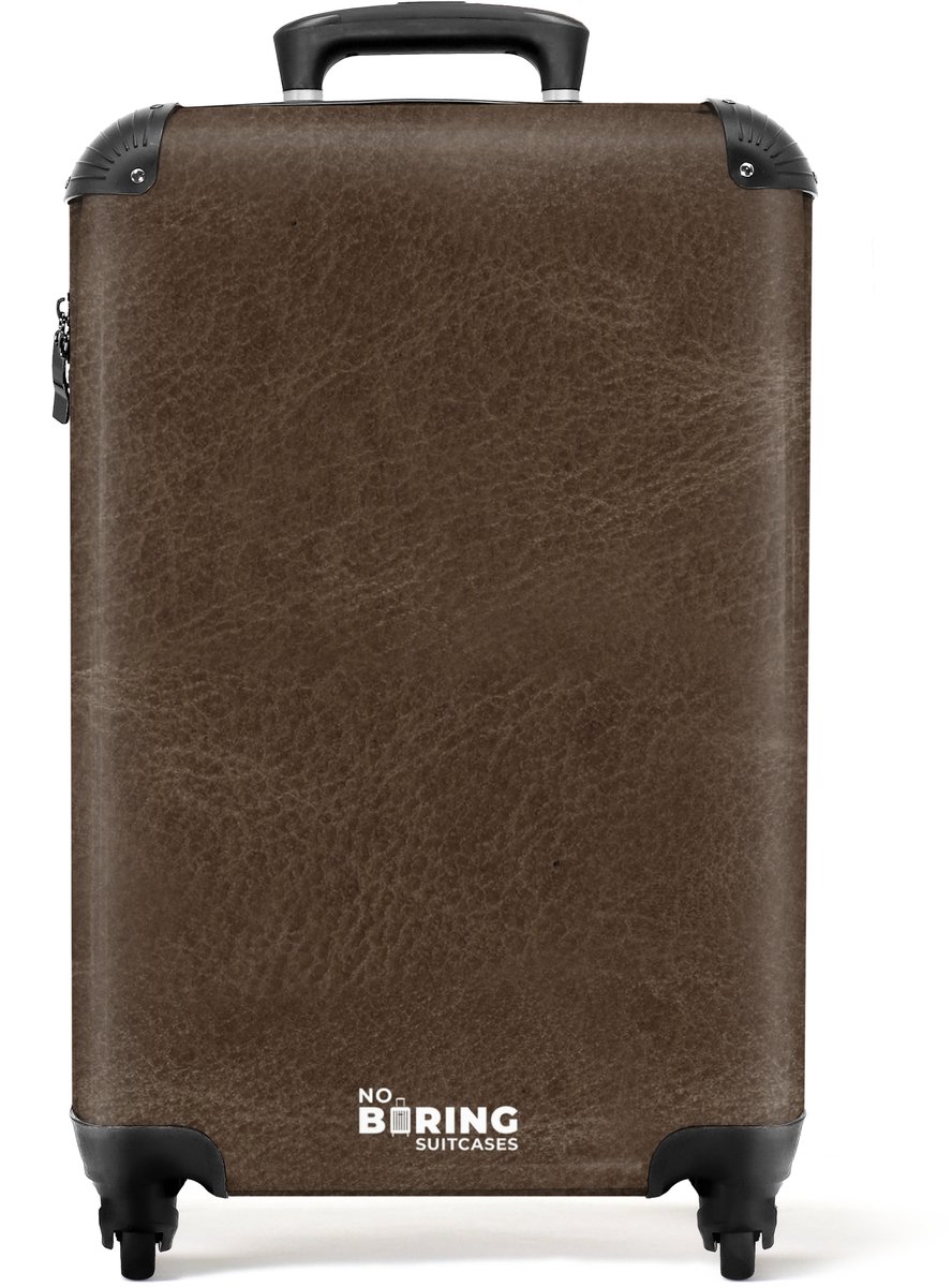 NoBoringSuitcases.com - Koffer - Lederen look donker bruin - Past binnen 55x40x20 cm en 55x35x25 cm - Trolley handbagage - Valiezen met wieltjes volwassenen - Reiskoffer op wielen - Rolkoffer lichtgewicht