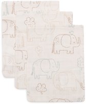 Jollein - Baby Hydrofiel Washandje Elephant Tales - Katoen - 3 Stuks - Baby Washand, Hydrofiele Washandjes -15x20cm