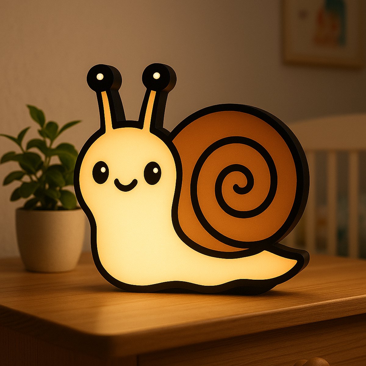 Cartoon Slak Nachtlampje – 3D Lightbox Dierenlamp met USB – Schattige Sfeerlamp voor Kinde